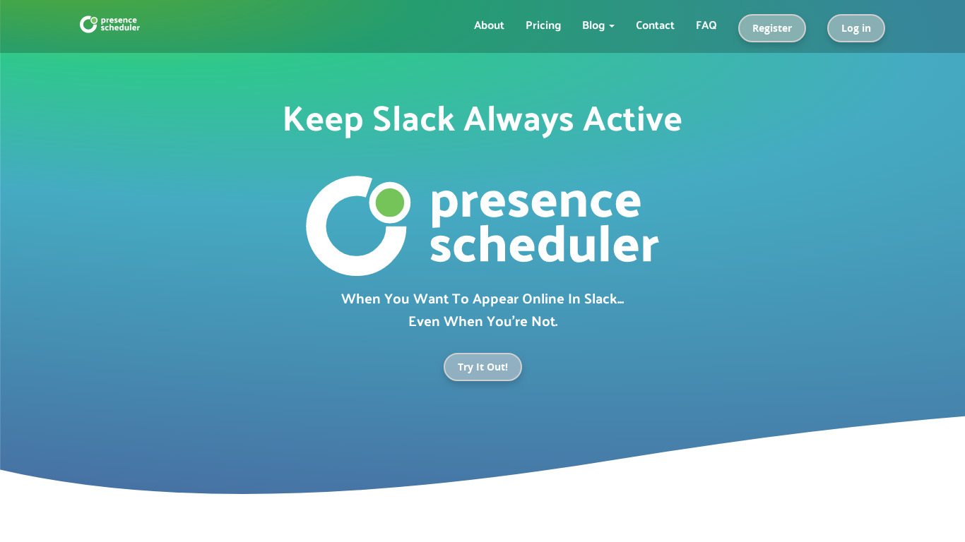 Slack Presence Landing page