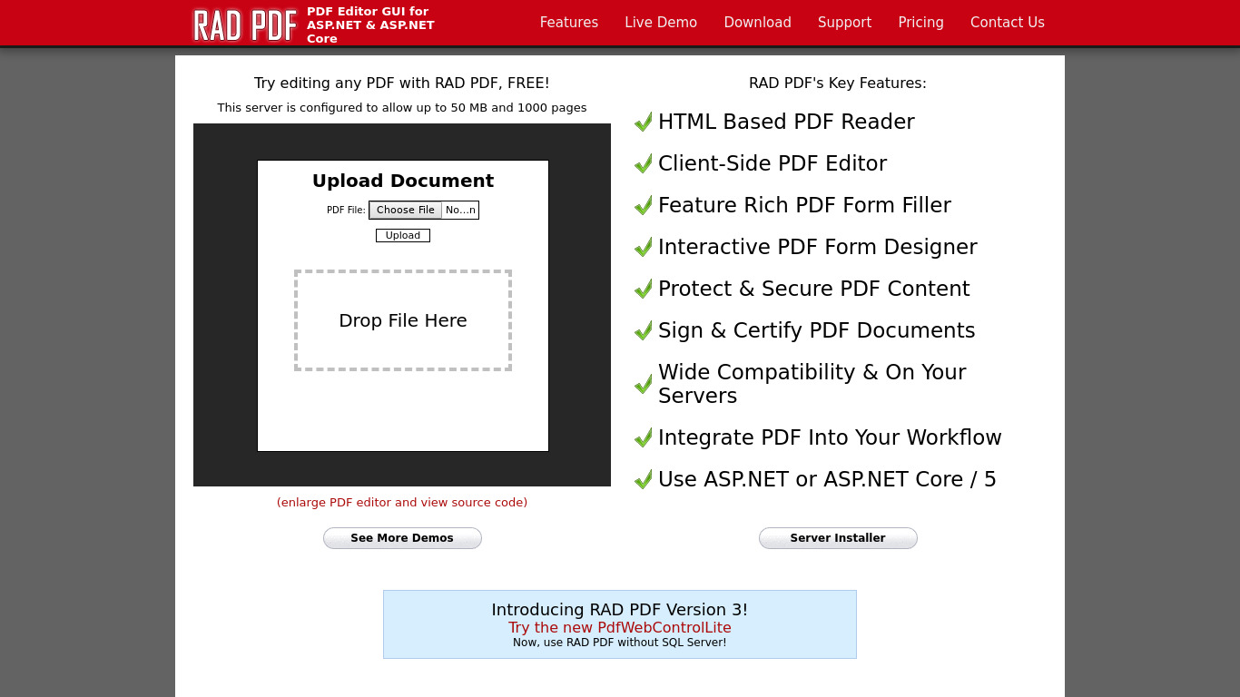 RAD PDF Landing page
