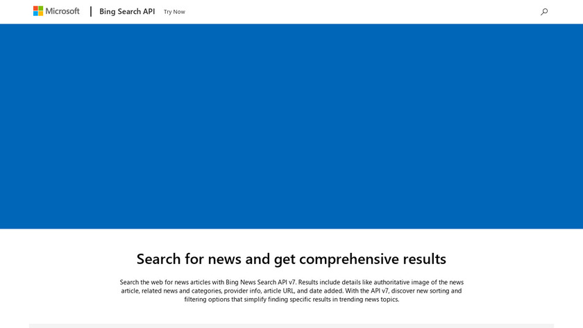 Microsoft Bing News Search API Landing Page