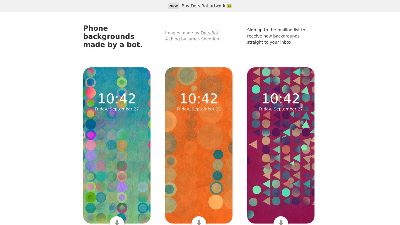 Dots Bot Phone Backgrounds Landing page