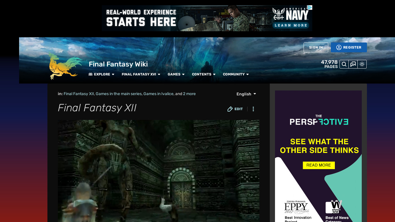 Final Fantasy XII Landing page