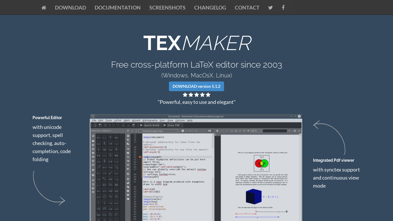 Texmaker Landing page
