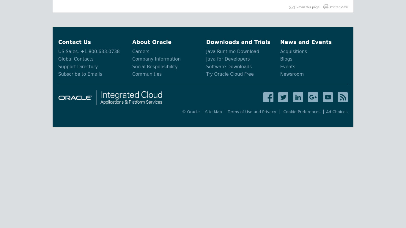 Oracle MDM Landing page
