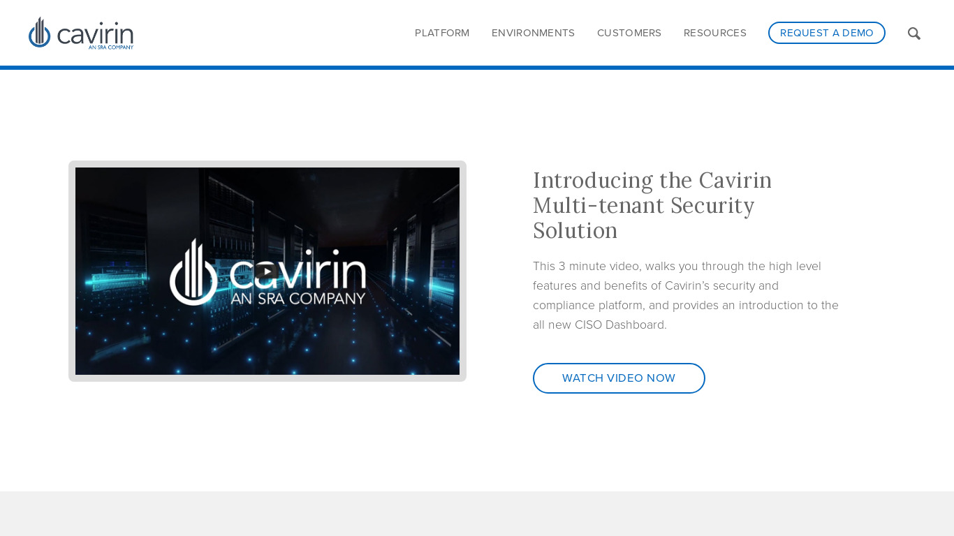 Cavirin Landing page