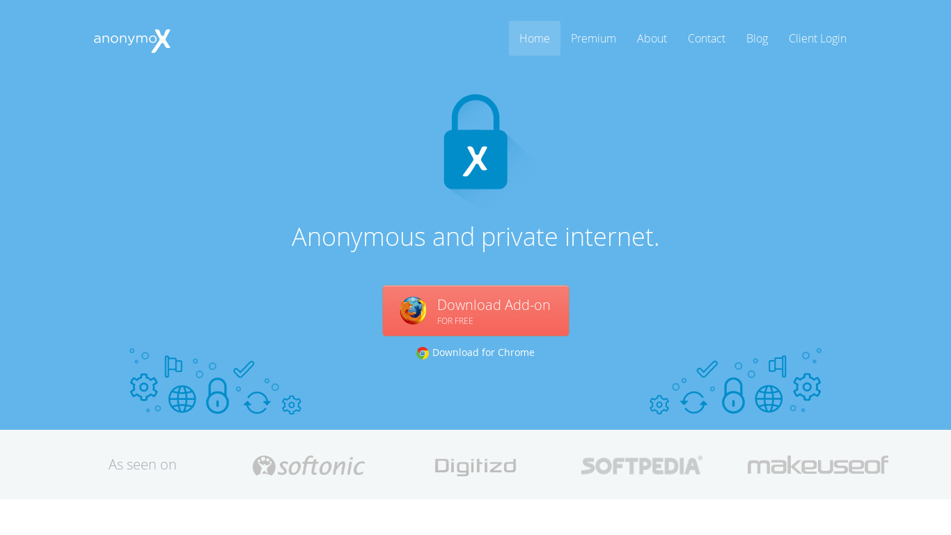 anonymoX Landing page