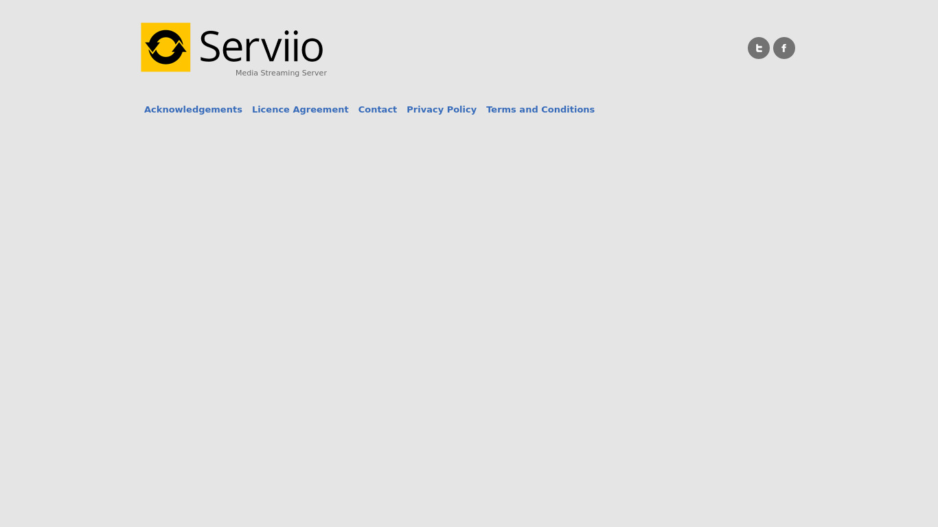 Serviio Landing page