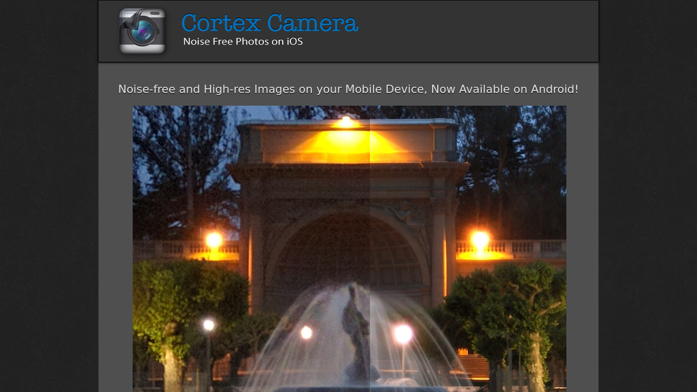 Cortex Cam Landing page