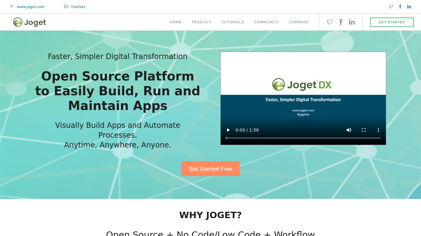 Joget.org Landing page