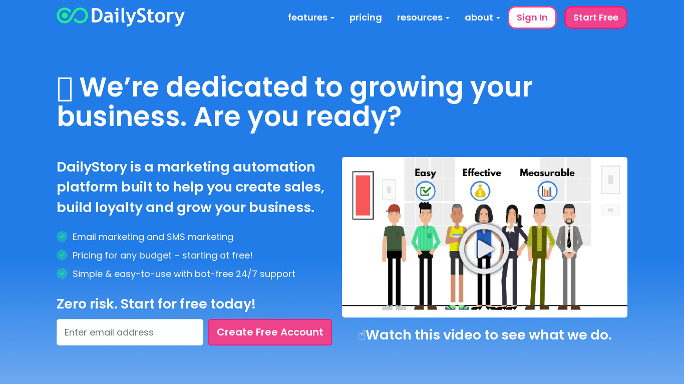 DailyStory Landing page