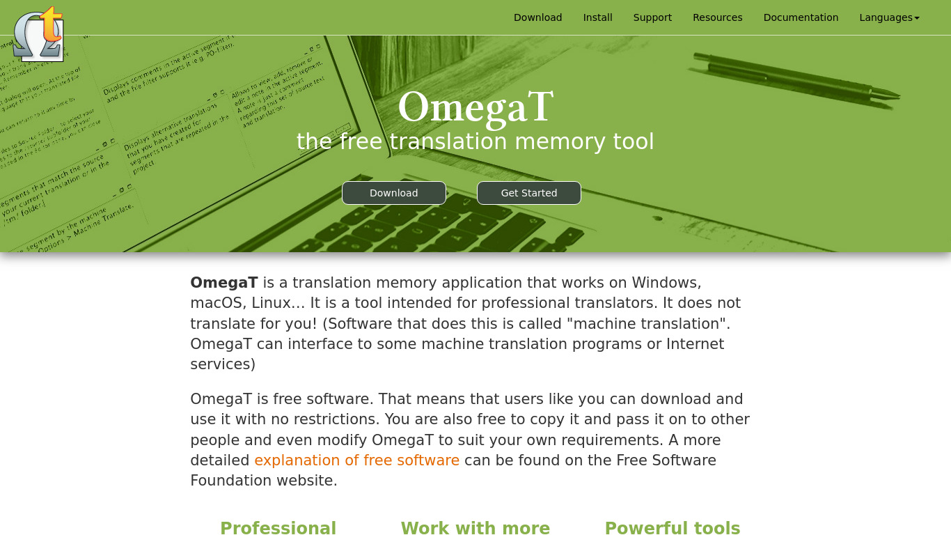 OmegaT Landing page