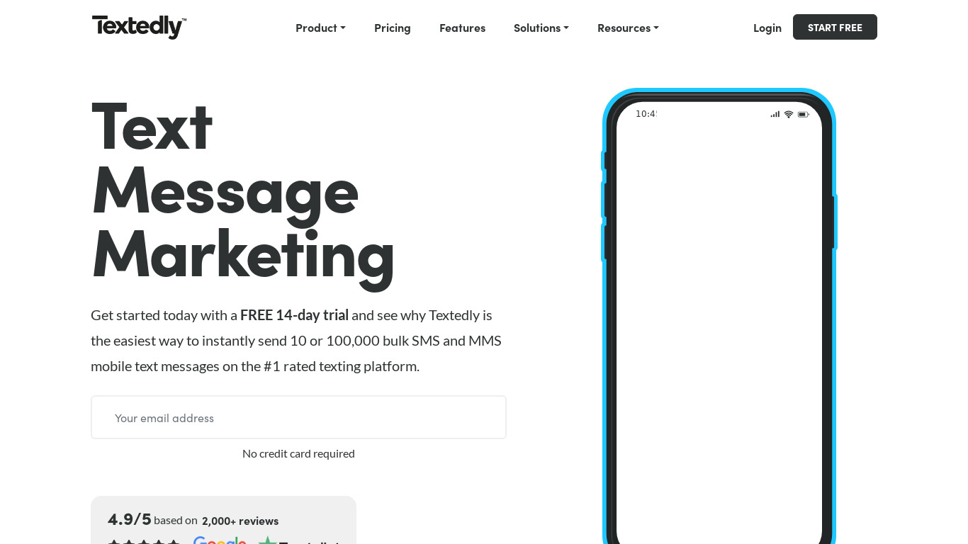 Textedly Landing page