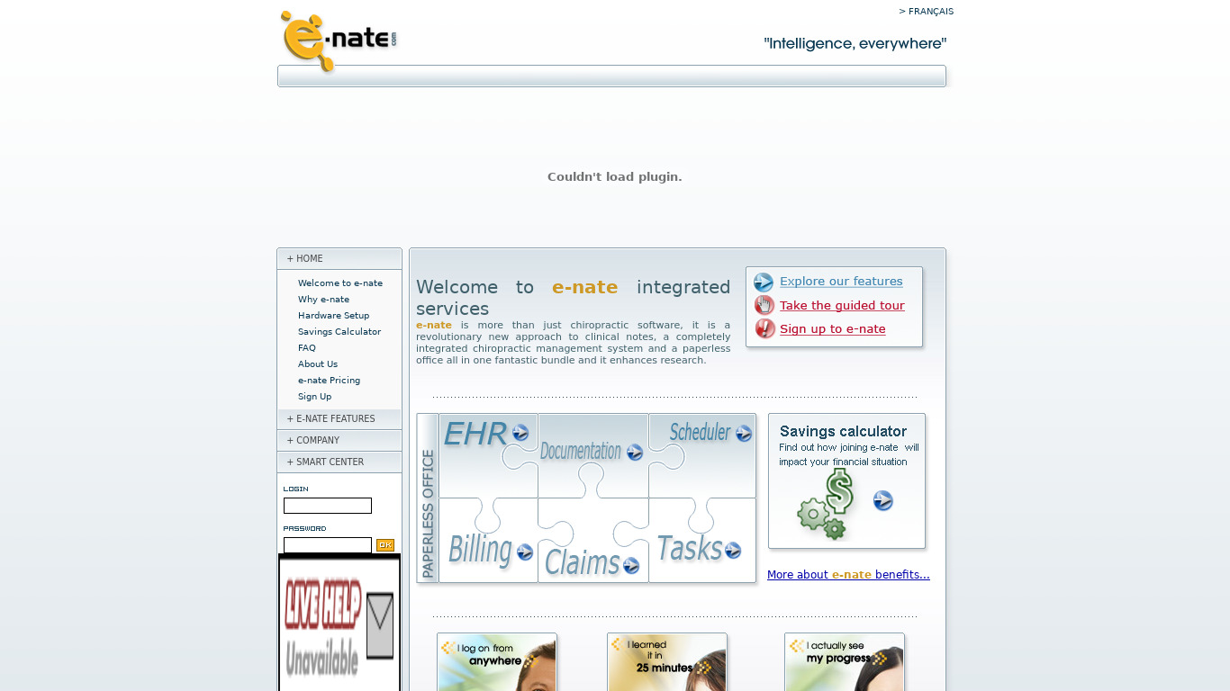 e-nate Landing page