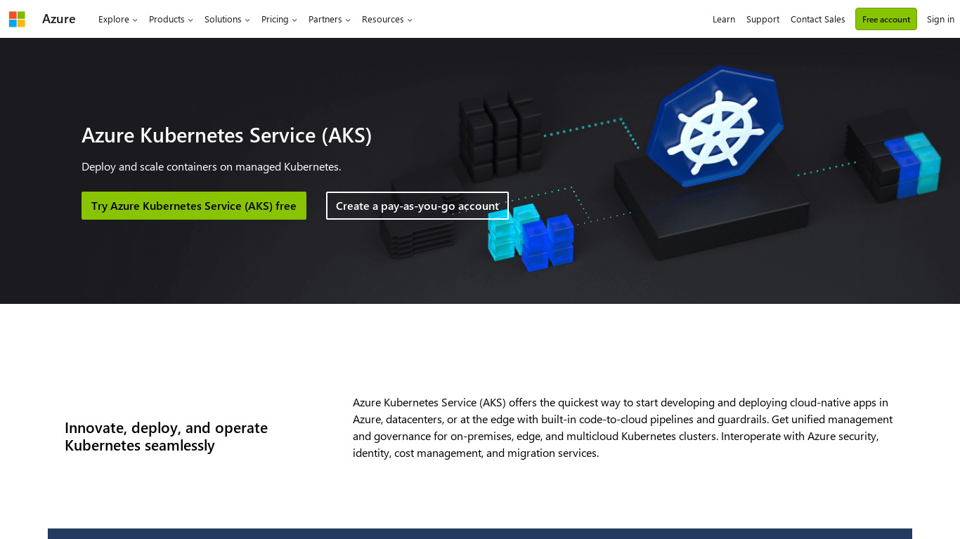 Azure Container Service Landing page