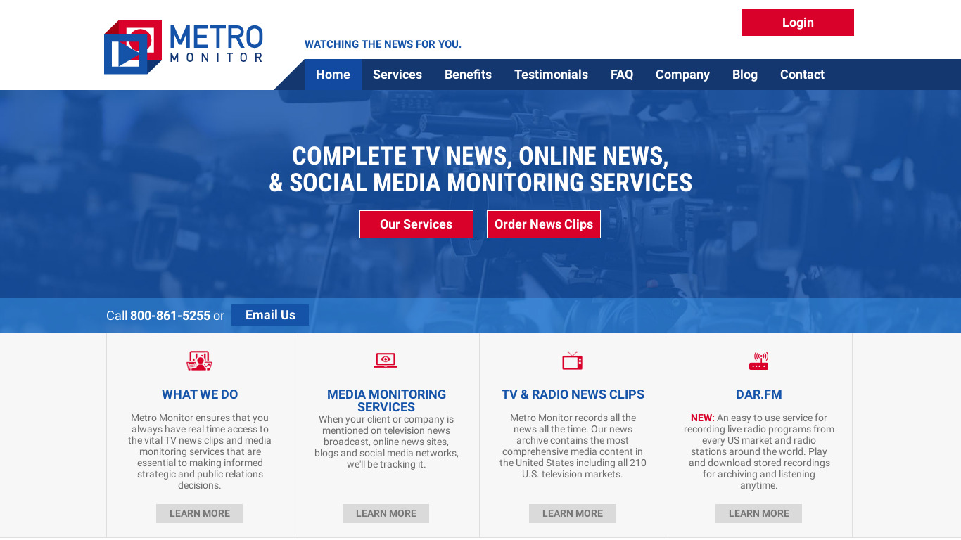 Metro Monitor Landing page