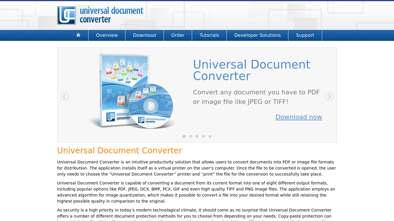 Universal Document Converter Landing page