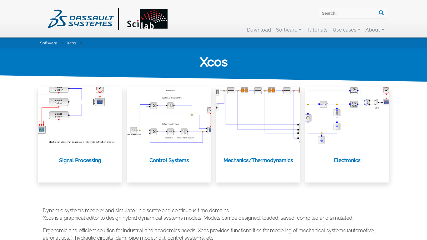 Xcos Landing page