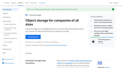 Google Cloud Storage screenshot