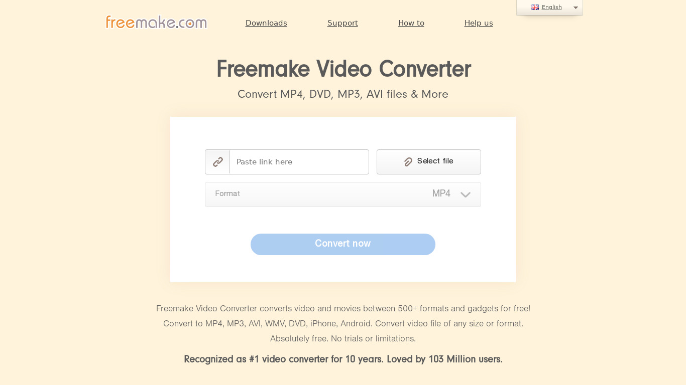 Freemake Video Converter Landing page