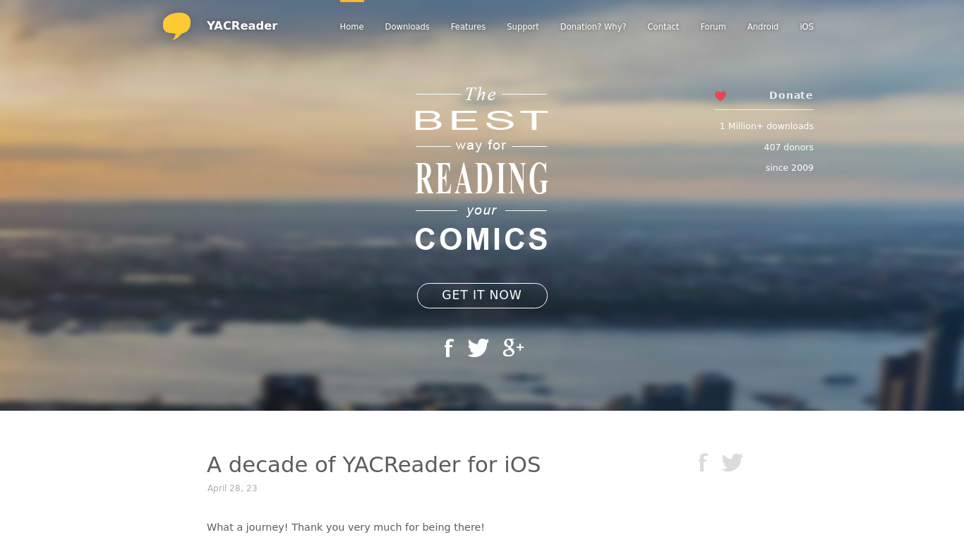 YACReader Landing page