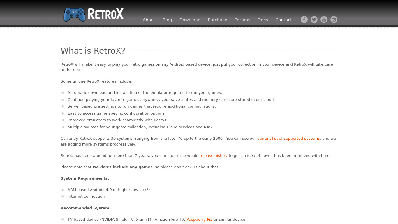 RetroX Landing page