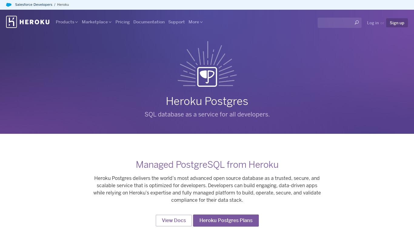 Heroku Postgres Landing page
