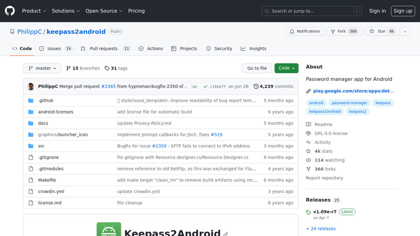 Keepass2Android Landing Page