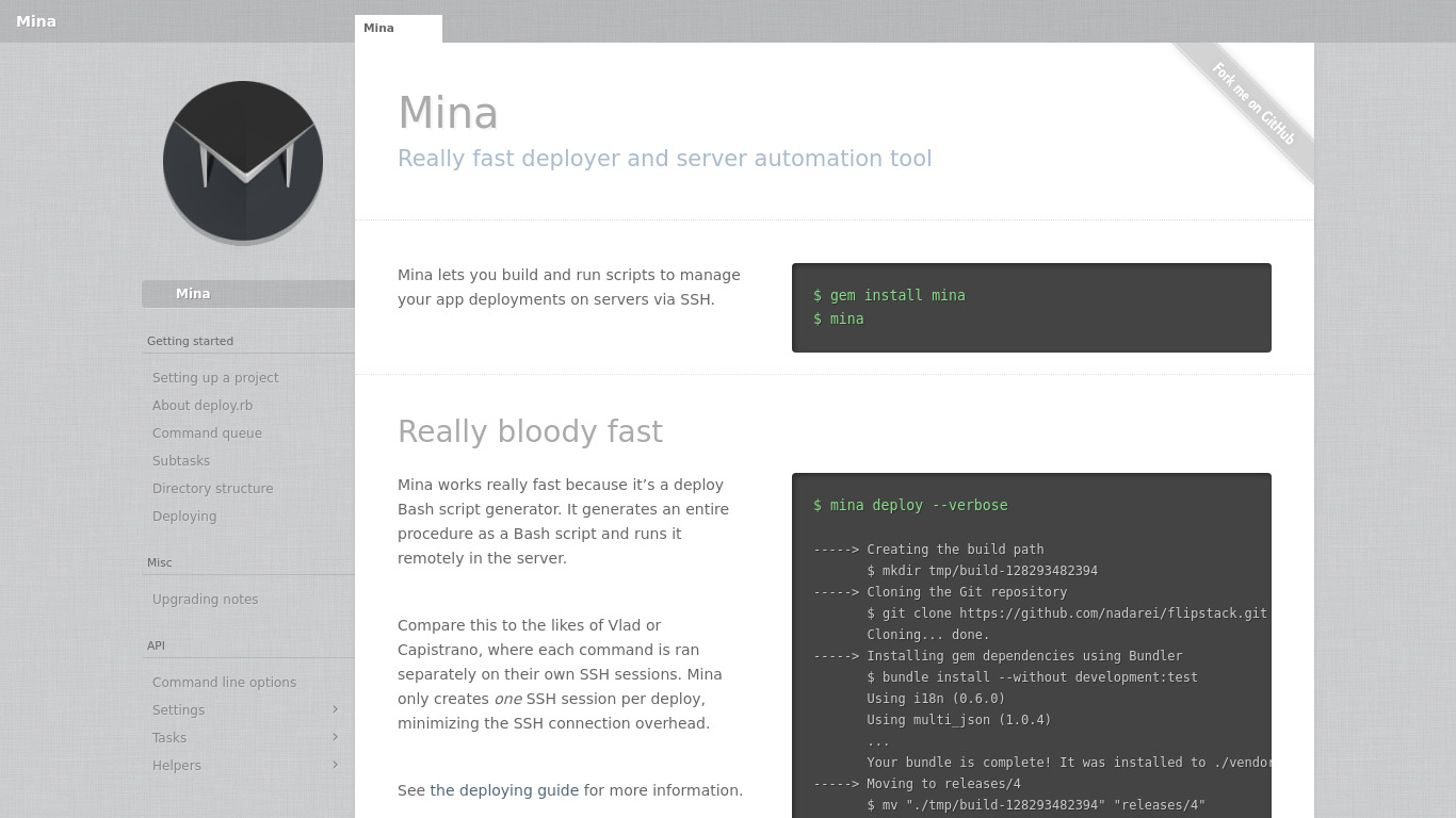 Mina Landing page