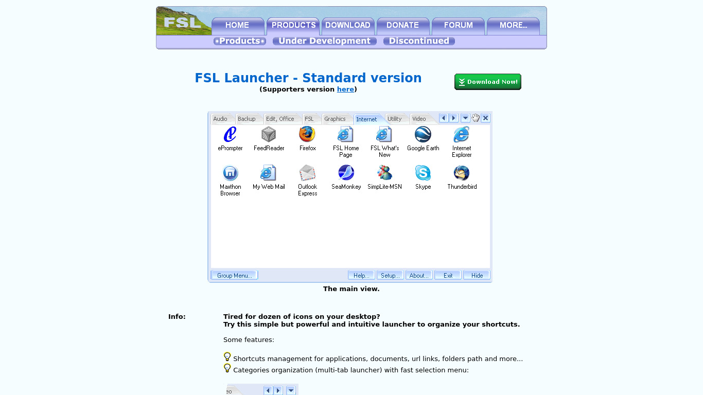 FSL Launcher Landing page