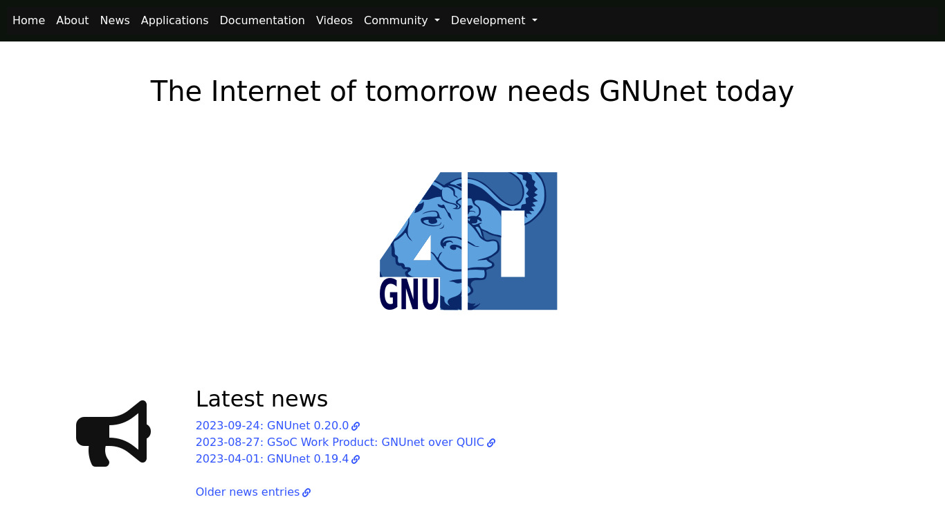 GNUnet Landing page