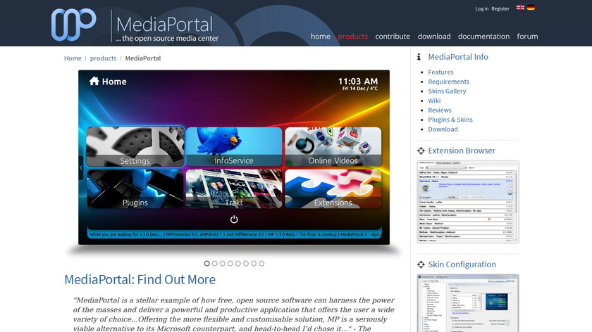 MediaPortal Landing Page