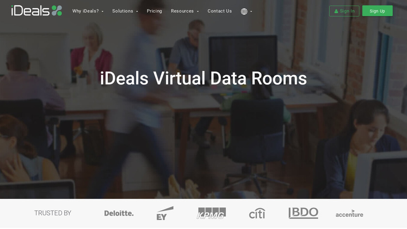 iDeals Virtual Data Room Landing Page