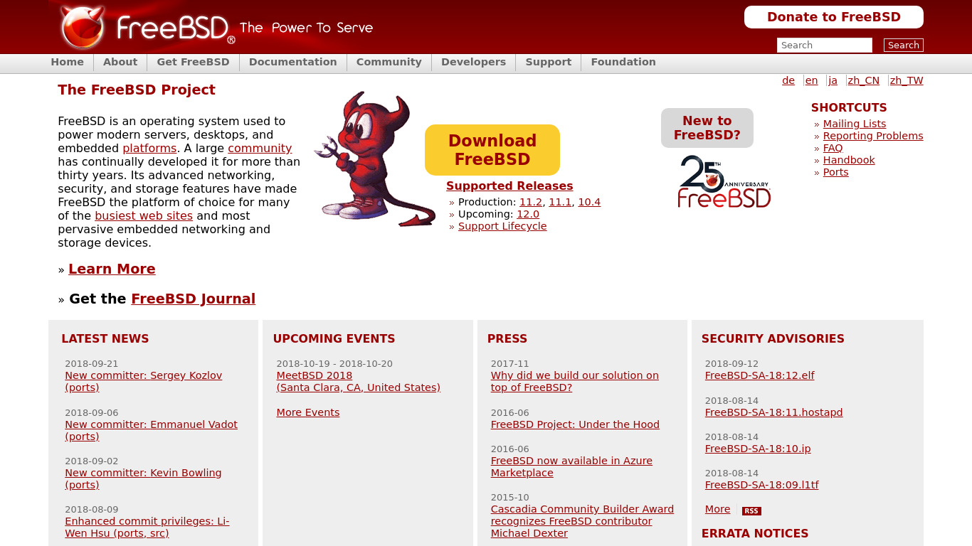 FreeBSD Landing page