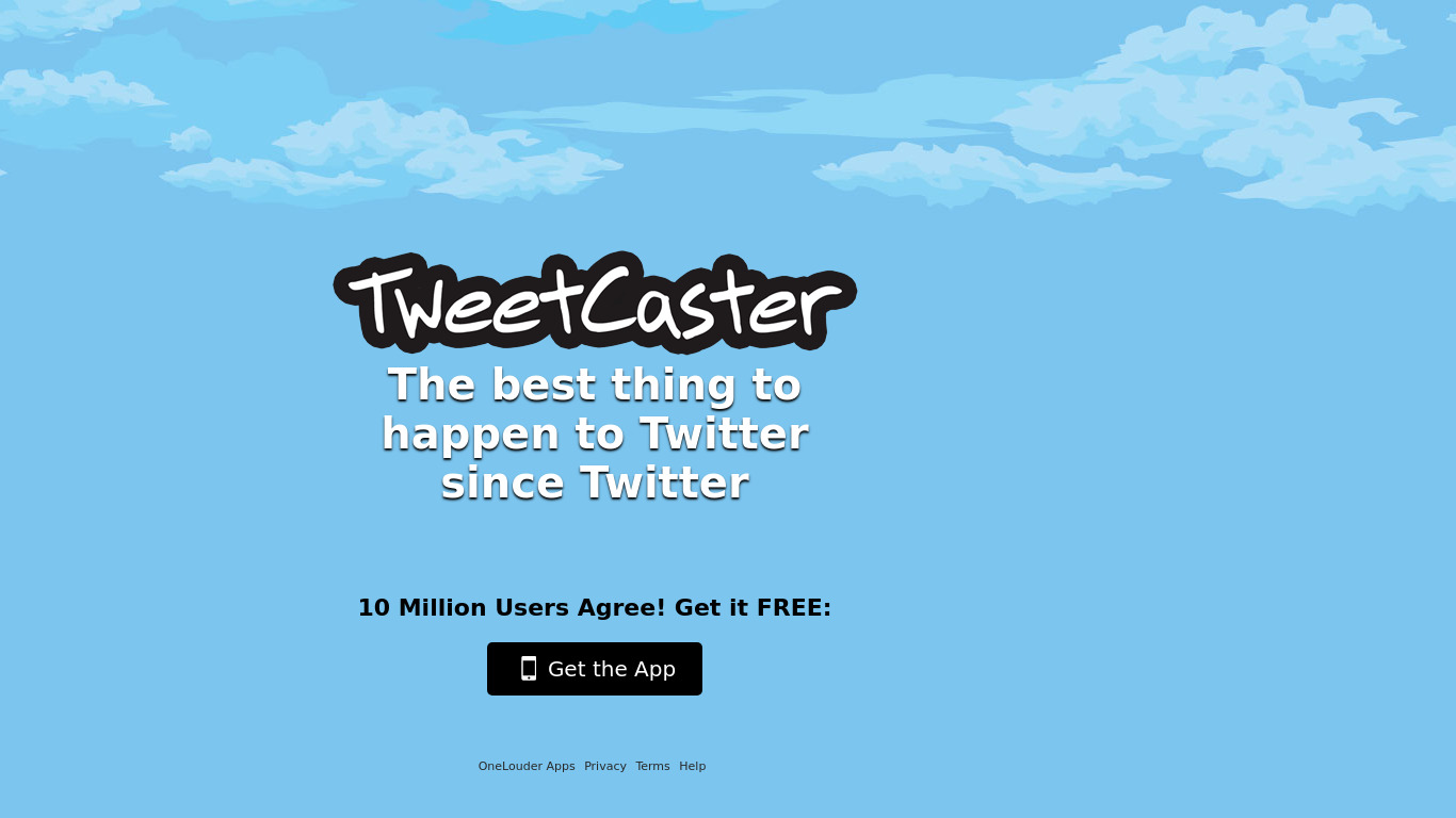 TweetCaster Landing page
