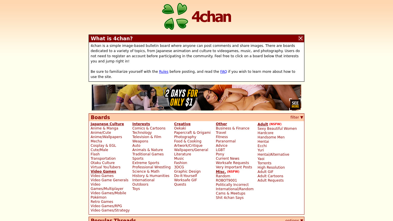 4chan Landing page