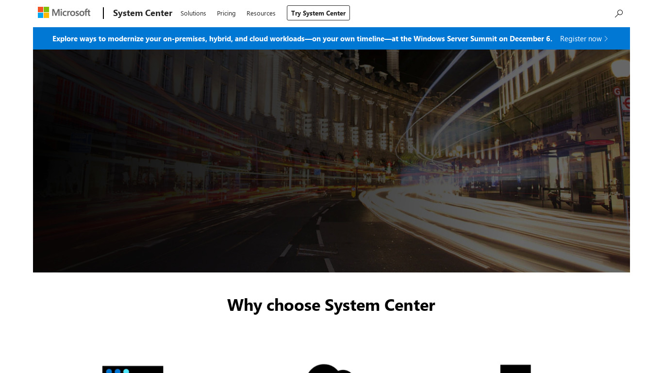 System Center Configuration Manager Landing page