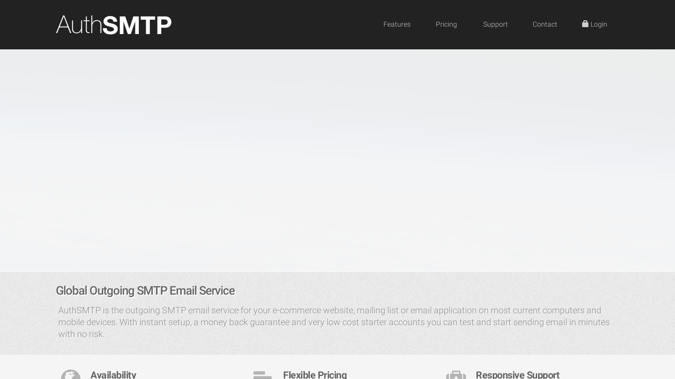 AuthSMTP Landing page