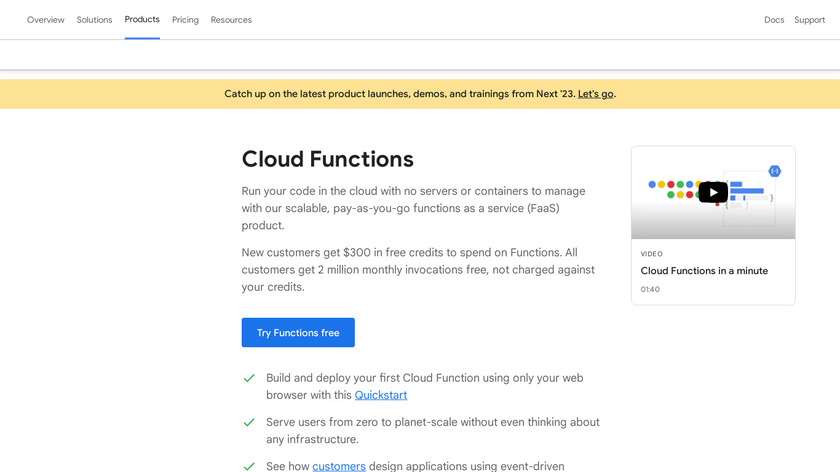 Google Cloud Functions Landing Page
