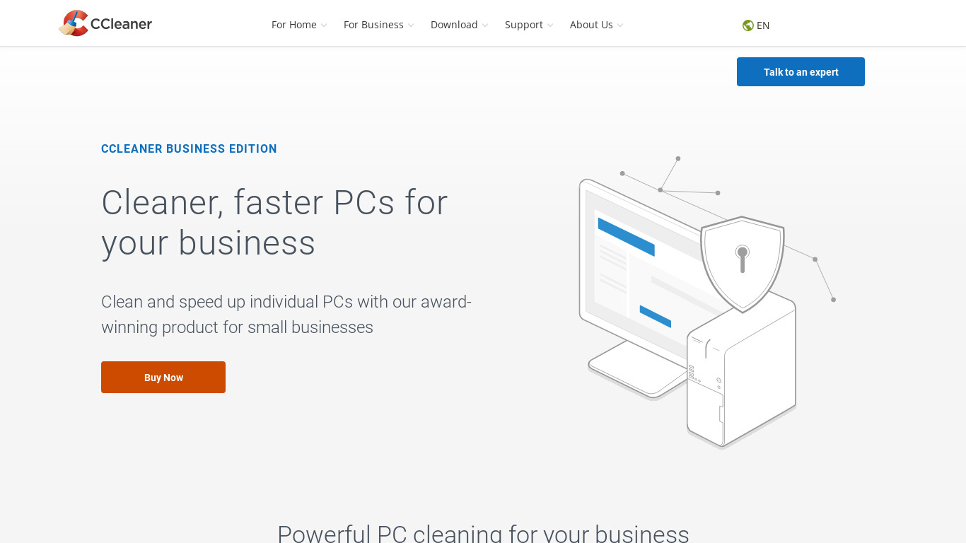 CCleaner Landing page