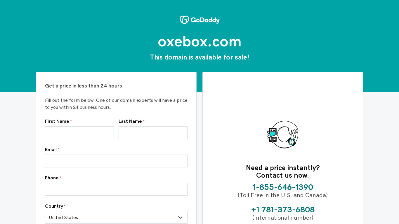 OxeBox Landing page