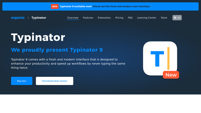 Typinator Landing Page