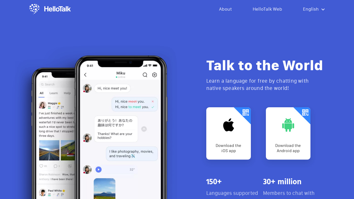 HelloTalk Landing page