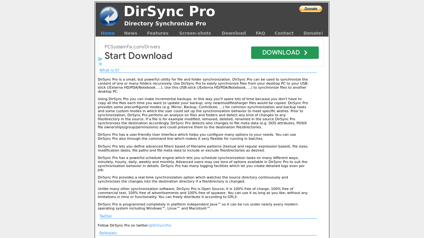 DirSync Pro Landing page