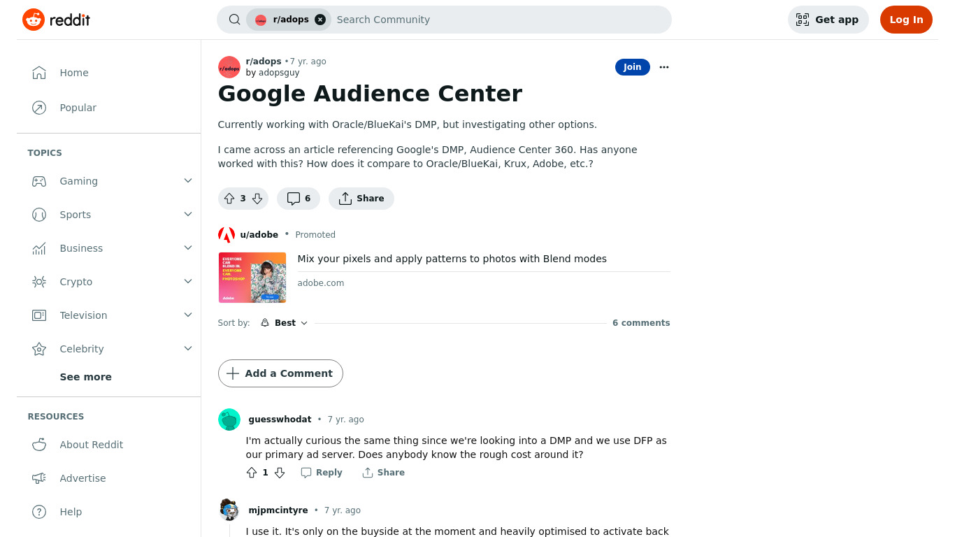 Google Audience Center Landing page