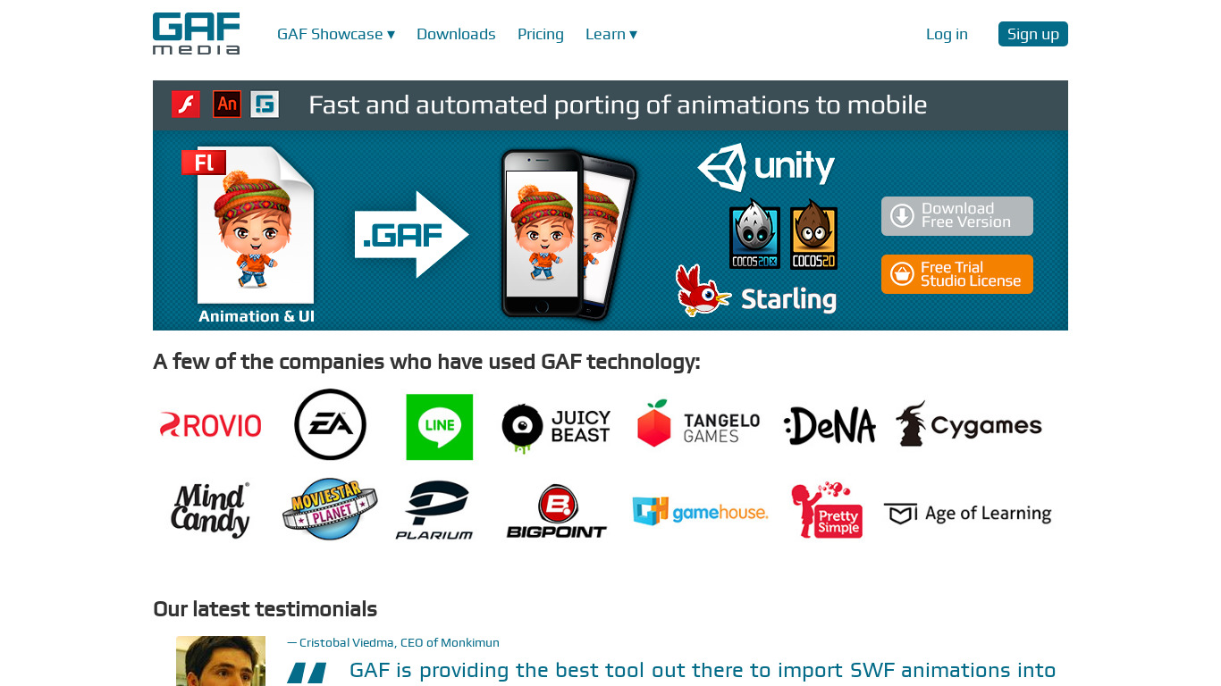 GAF Converter Landing page