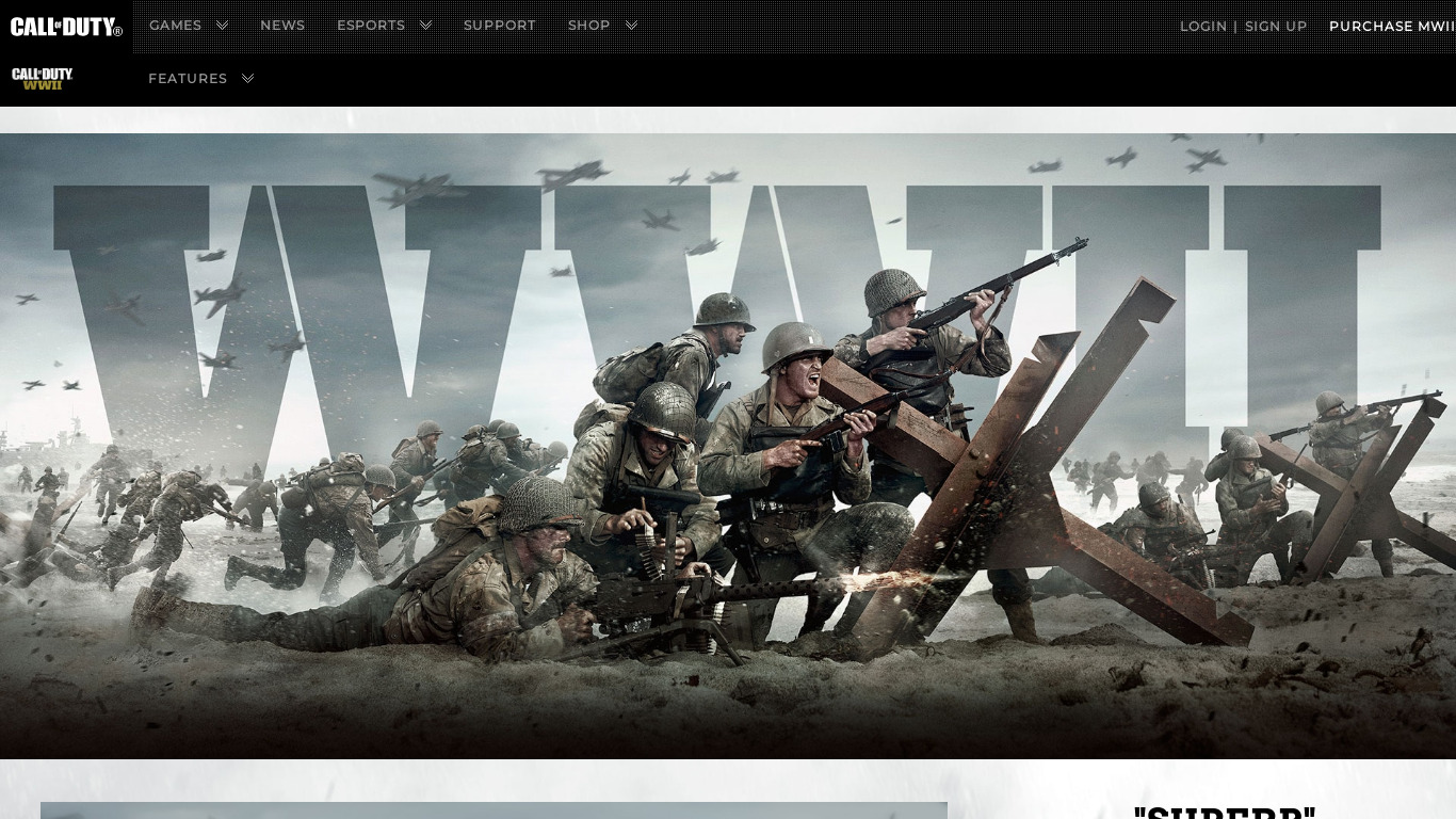 Call of Duty: WWII Landing page