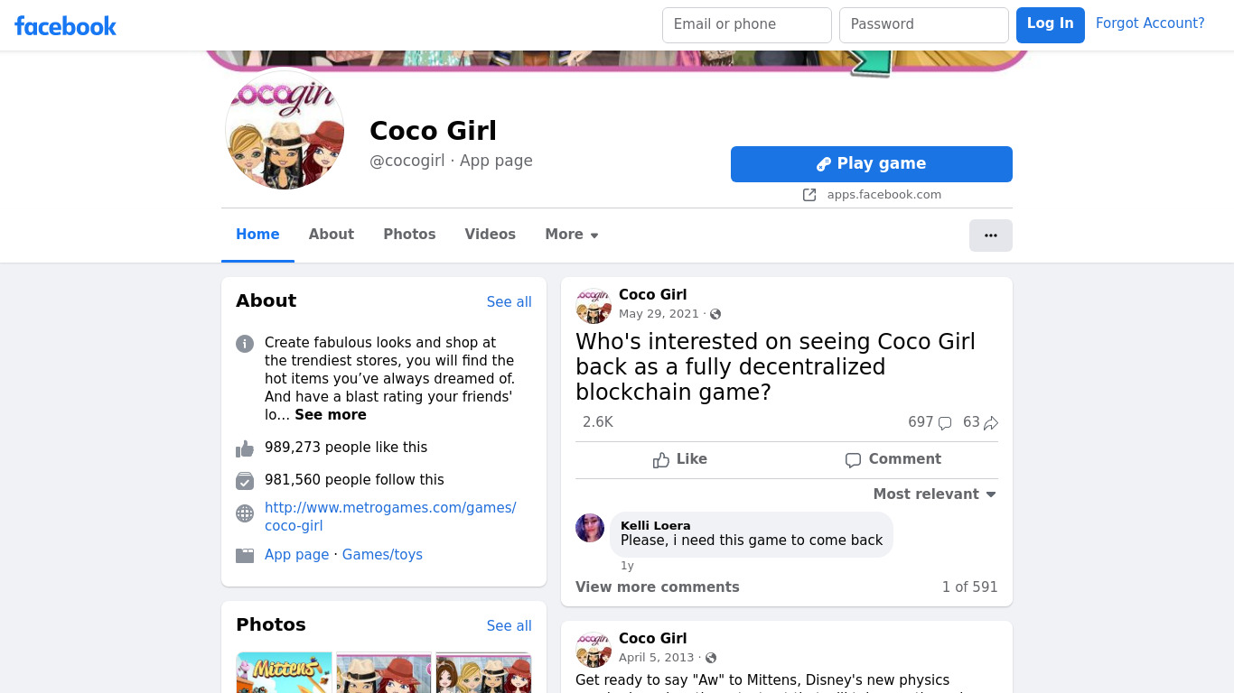 Coco Girl Landing page