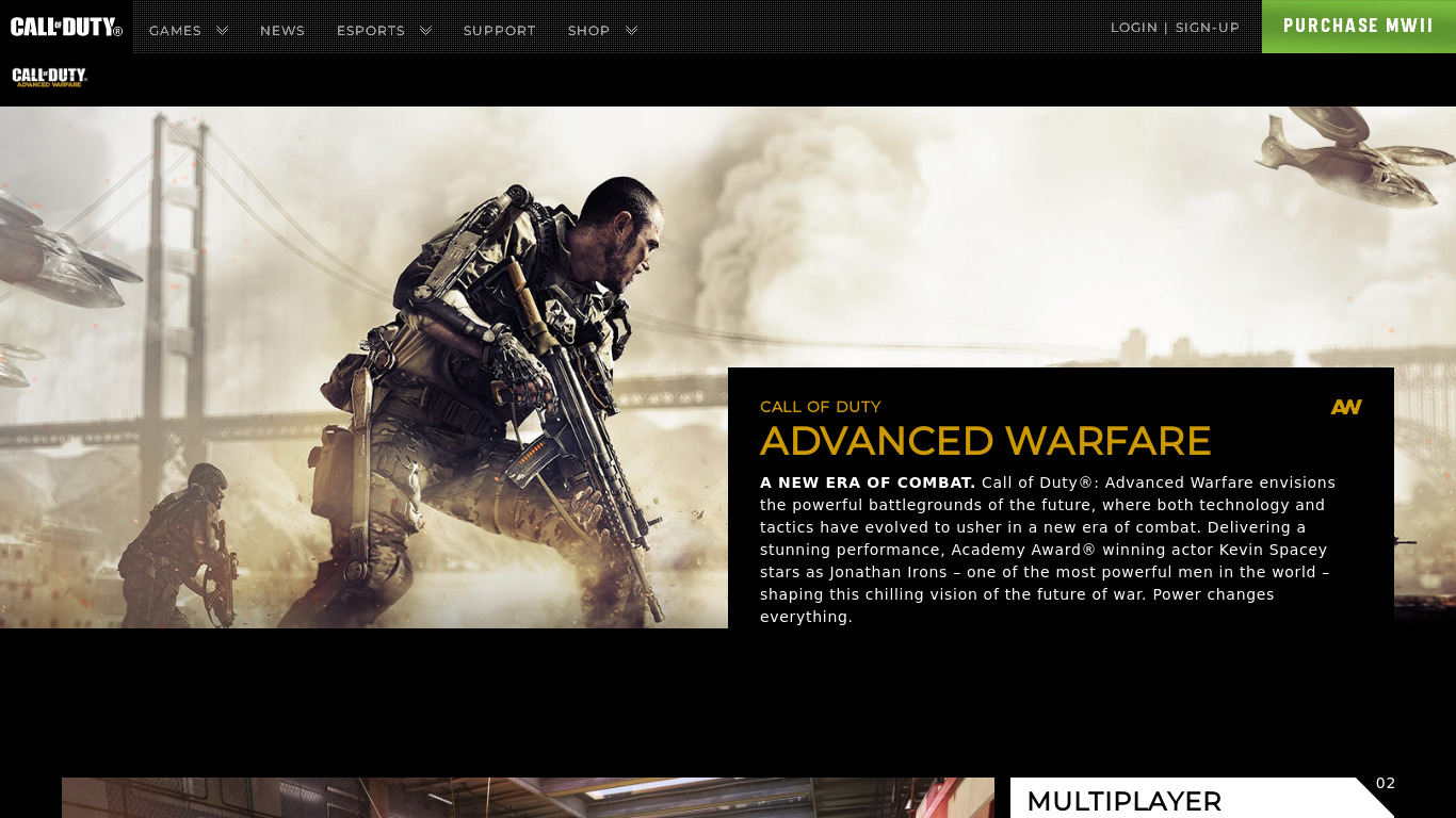 Call of Duty: Advanced Warfare Landing page