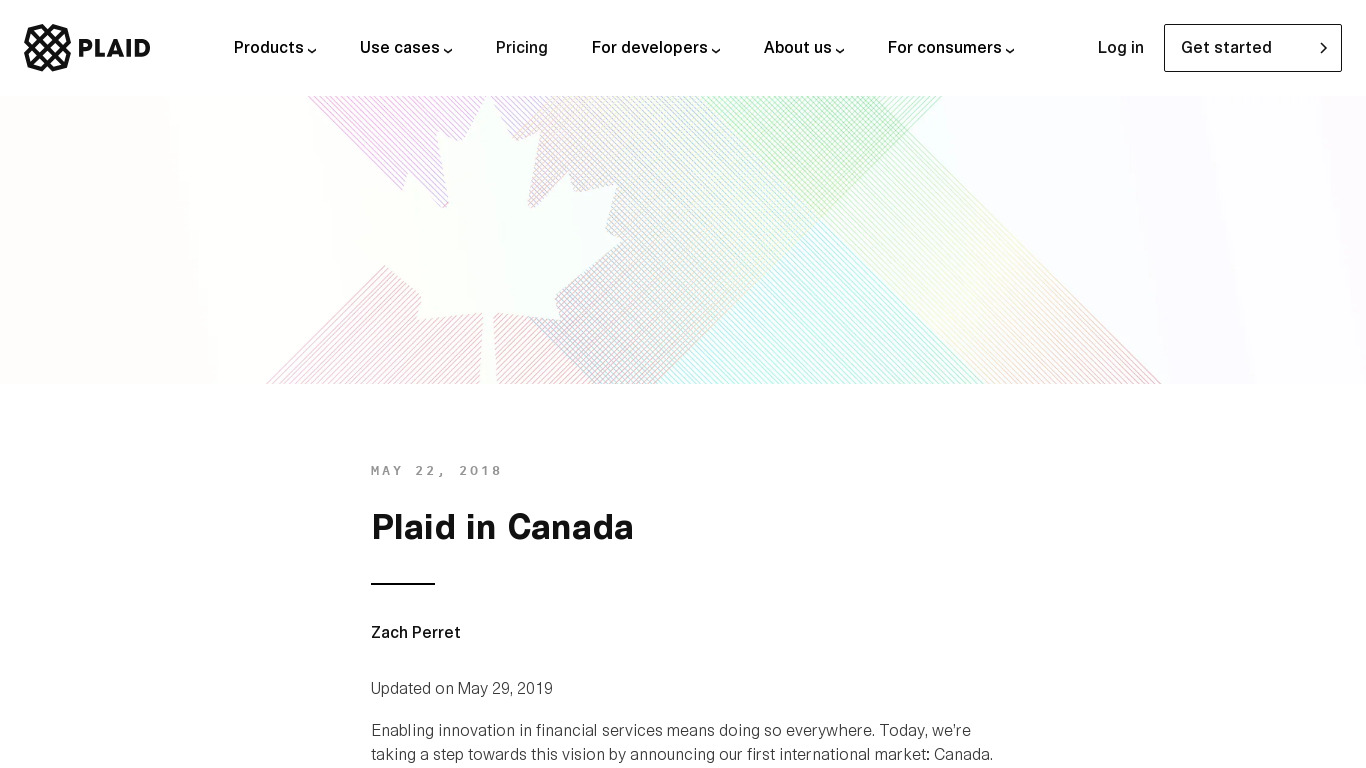 Plaid in Canada Landing page