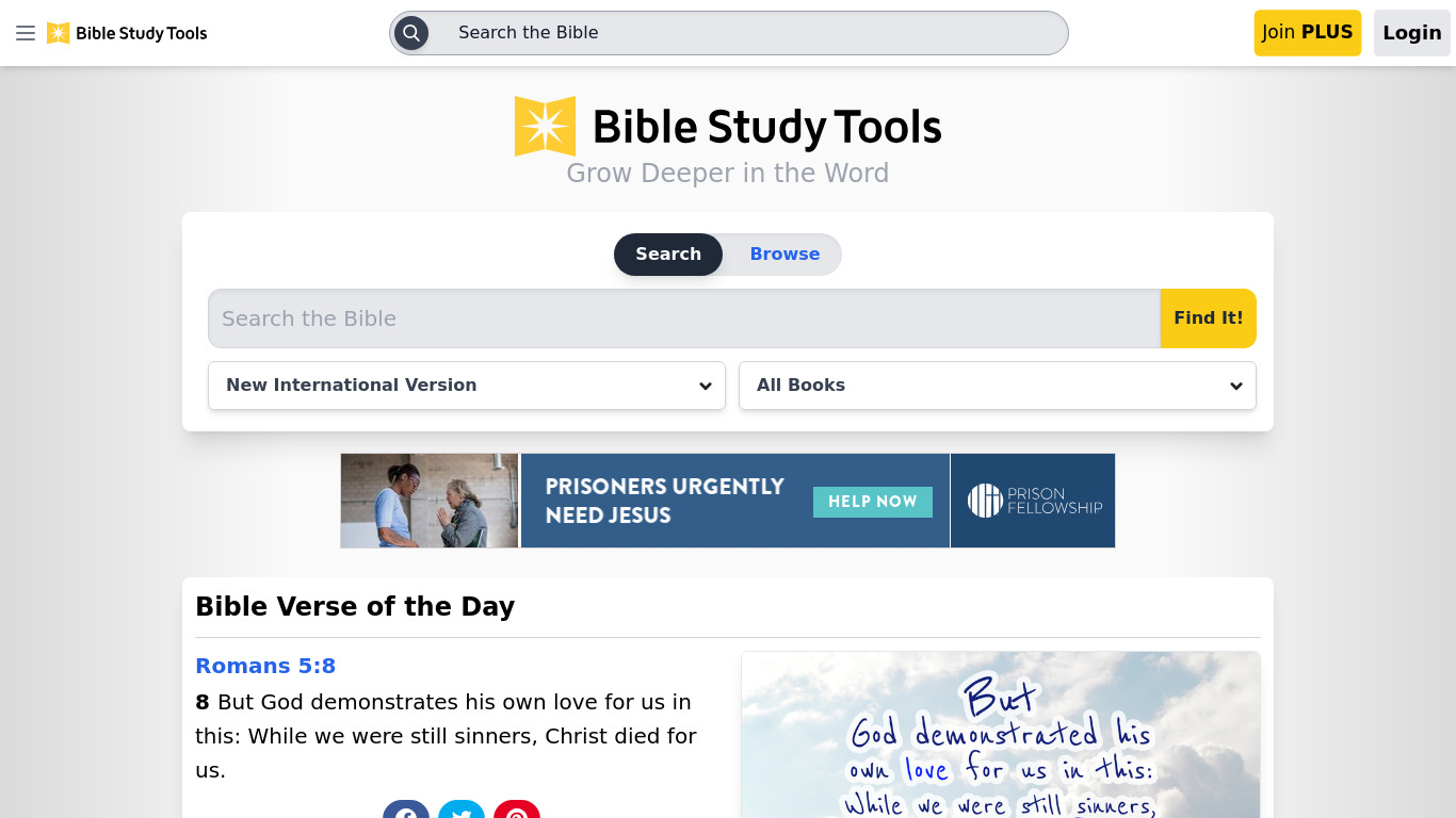 BibleStudyTools Landing page