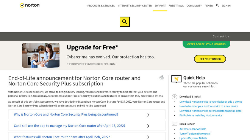 Norton Core Landing Page
